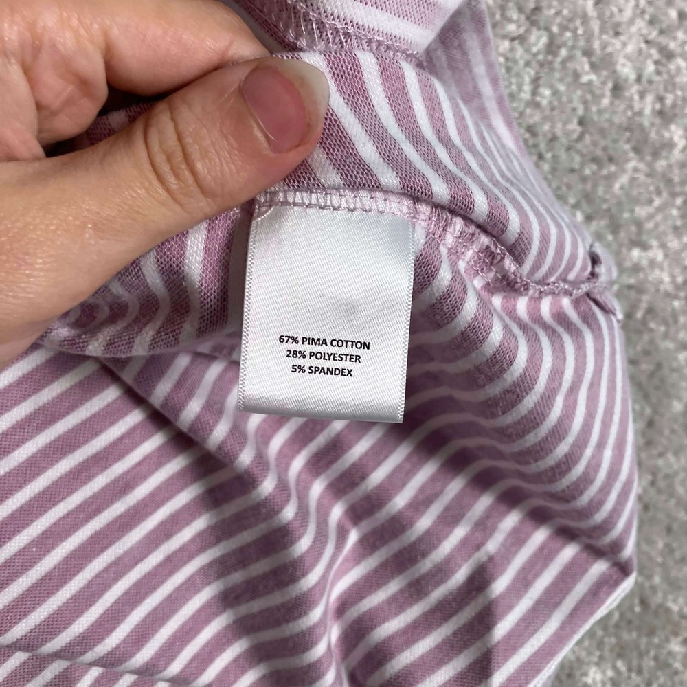 Peter Millar Polo Shirt Mens Medium Pink Striped Sage Valley Crown Crafted Pima - Picture 4 of 12